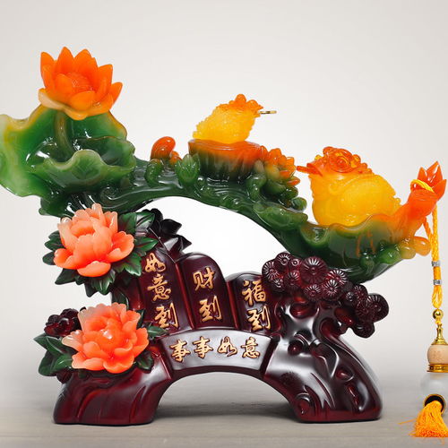 玉如意擺件招財擺設(shè)家居客廳酒柜電視柜裝飾品工藝品喬遷新居禮品